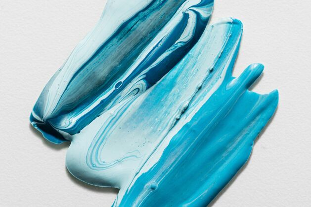 材料顶视图创意蓝色油漆刷笔划表面粘稠度质地稠度