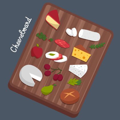 零食手绘美食小吃芝士板在木板上产品美味荷兰