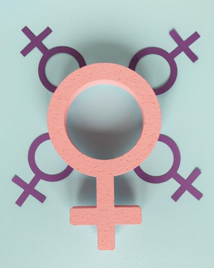 平等妇女节的女性象征垂直平面图女权主义