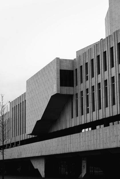 结构现代建筑立面的垂直灰度照片街道建筑黑色