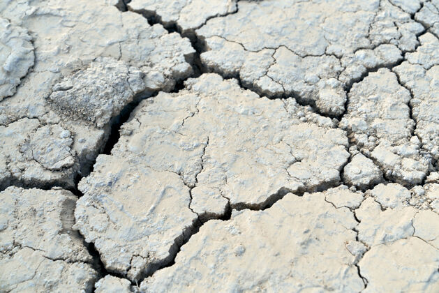 干旱在沙漠里 肮脏的粘土碎裂的纹理土壤抽象泥土