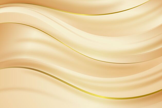 波浪平滑的金色波浪背景现代设计墙纸
