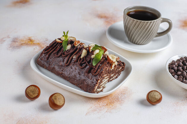 糕点马赛克巧克力和饼干蛋糕糖美味美味