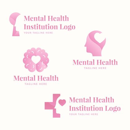 心理平面心理健康标志收集心理健康集合Logotype