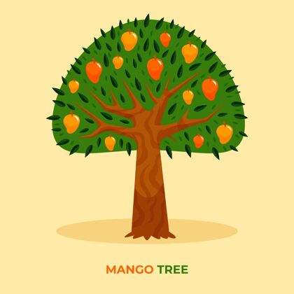 树平面设计芒果树插图芒果美味食物