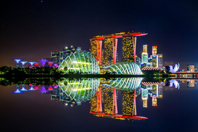 国家新加坡夜景摩天大楼黄昏著名