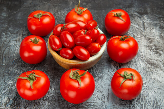 有机前视图新鲜的红色西红柿樱桃番茄健康蔬菜