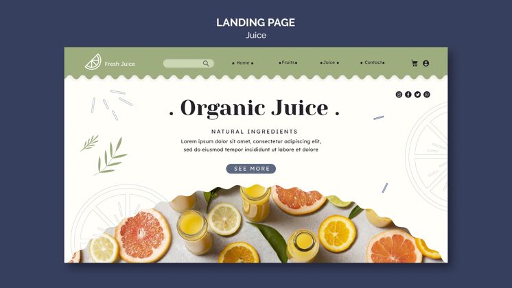 网页模板果汁概念登陆页模板页面登陆页面营养