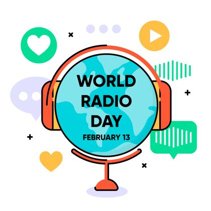 收音机平面设计世界广播日音乐复古通信