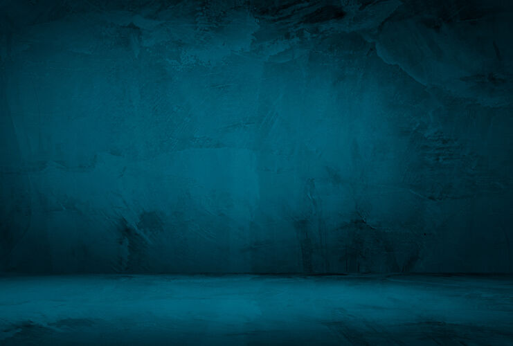 房间复古格伦蓝色混凝土纹理工作室墙壁背景 带渐晕图粒状的海军蓝的普通的