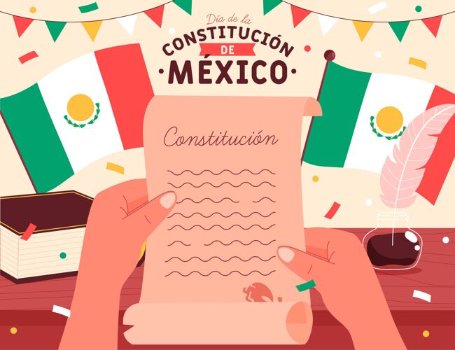 庆祝手绘墨西哥宪法日民主国家革命