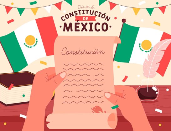 庆祝手绘墨西哥宪法日民主国家革命