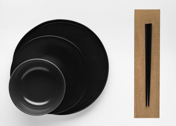 水平筷子和餐具放平了餐具平铺陶器