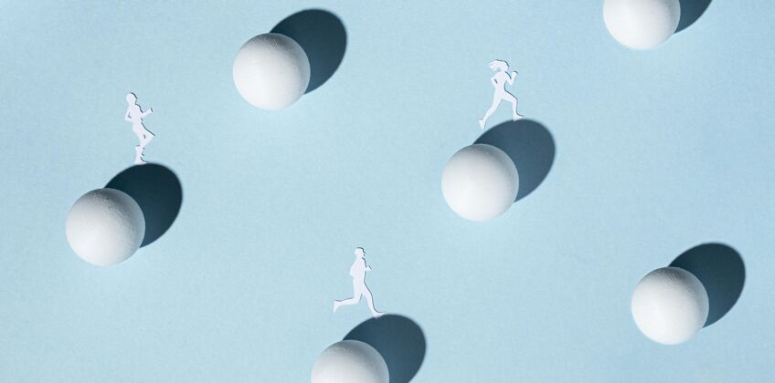 游戏带乒乓球的纸运动员的顶视图运动静物锦标赛