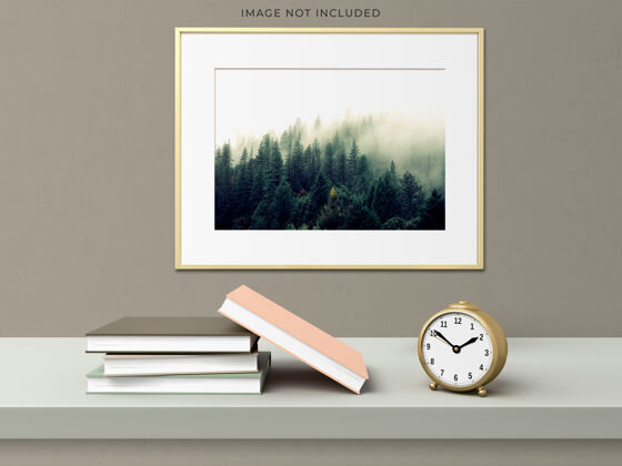 木头模型海报框架中的空木框架站在客厅现代室内帆布现代室内3d