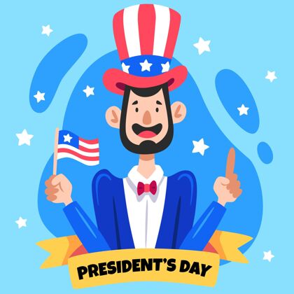 总统总统日插画美国手绘庆祝