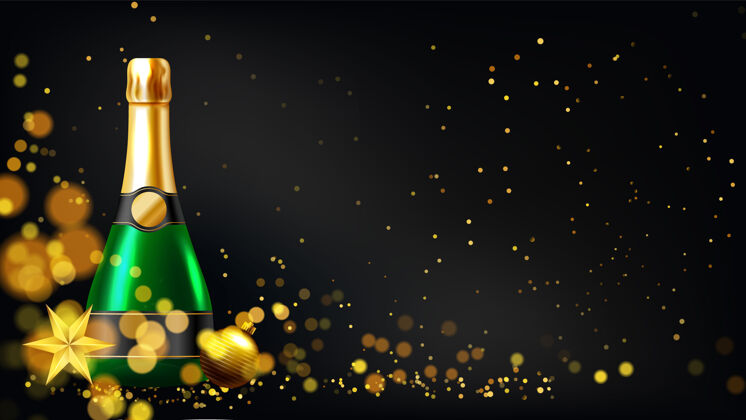 香槟带香槟酒杯的新年背景派对新年2021