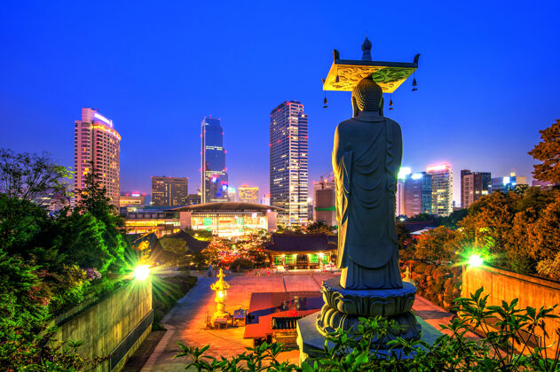 位置韩国首尔的邦根寺雕像雕塑佛教
