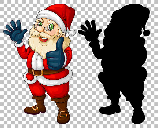 圣诞圣诞卡通人物和它的轮廓圣诞老人圣诞老人透明