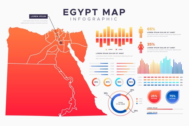 增长梯度埃及地图信息图图表国家市场营销