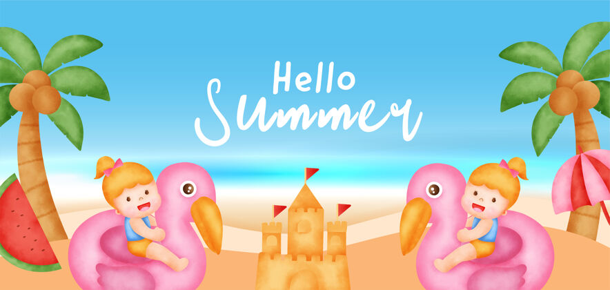 夏季横幅夏季元素i夏季销售横幅季节销售夏季设计季节