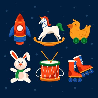 圣诞快乐平面设计的圣诞玩具系列十二月庆祝季节