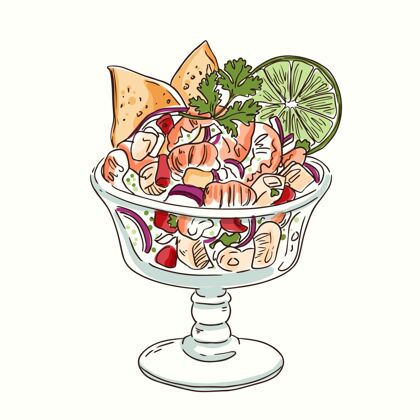 盘子手绘的塞维奇插图饭食物画