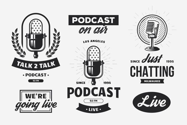 商标收集复古podcastlogo系列收音机谈话节目广播