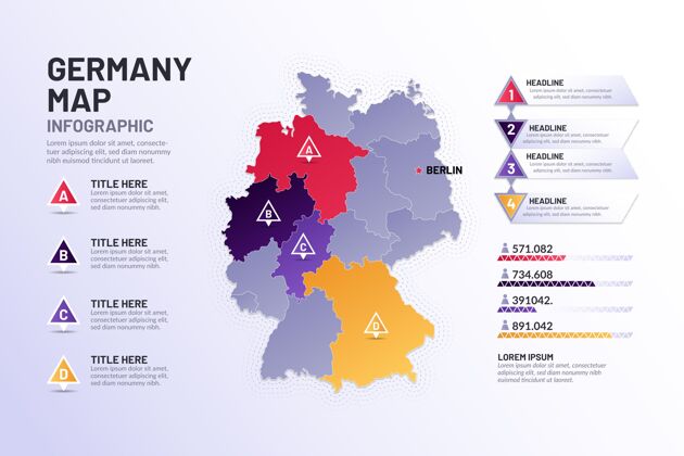 信息梯度德国地图信息图模板图形国家